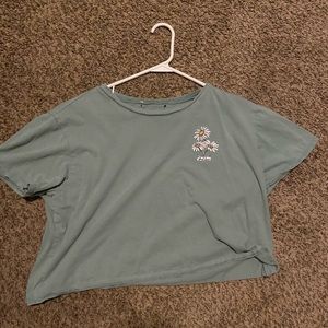 Green flower crop top